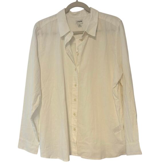 NWT J.Crew Linen Blend Button Up Shirt Long Sleeve White Size XL - Picture 2 of 6